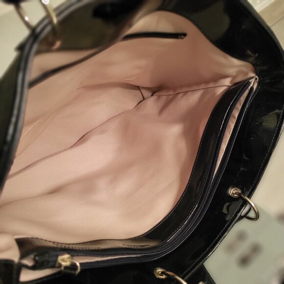 Ann Taylor Black Woven Tote with Wooden Handles - Picture 8 of 10